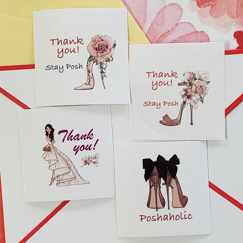 x100 Unique Fashion Girl Thank You Posh Stickers